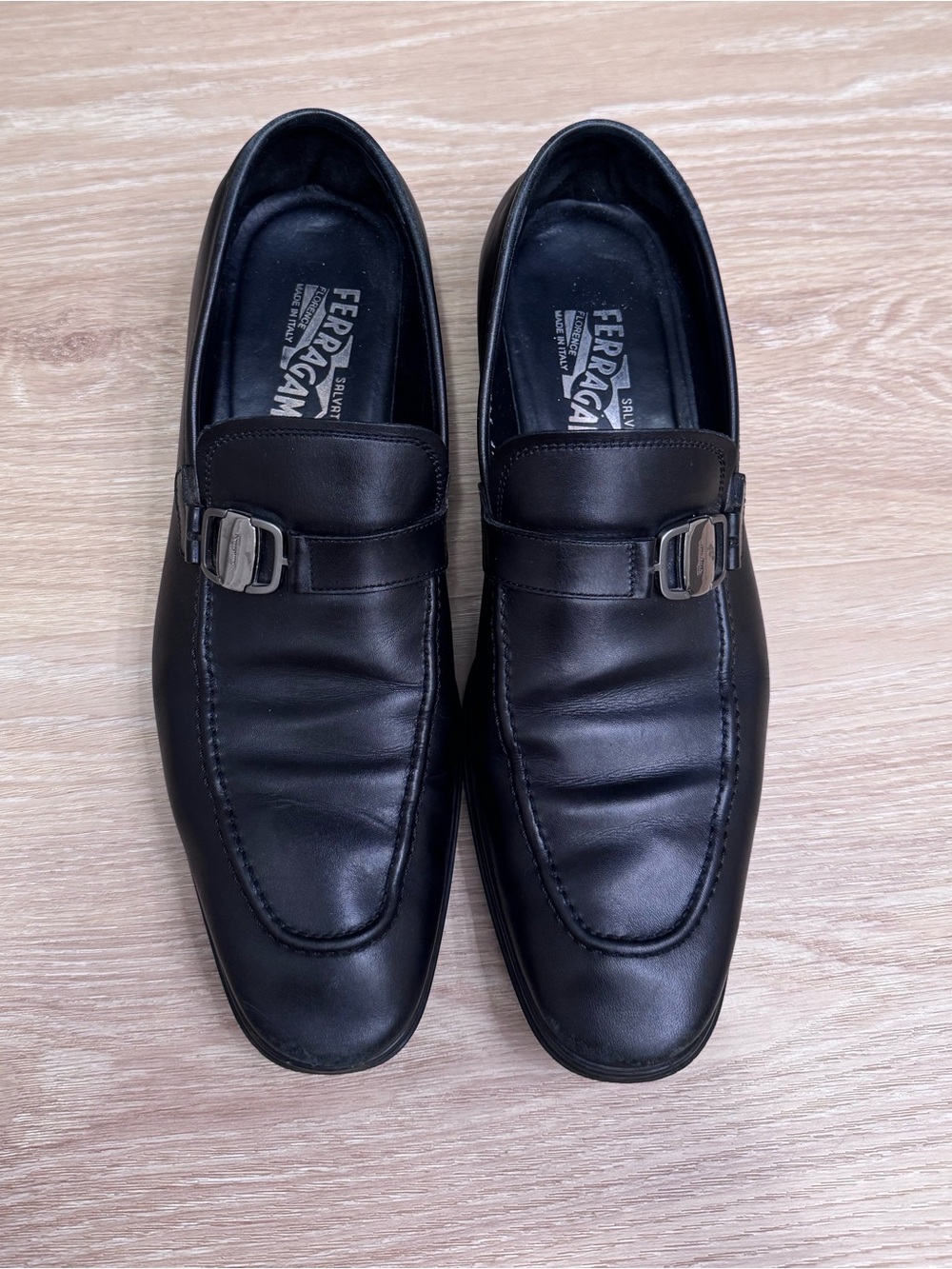 Salvatore Ferragamo Black Leather Loafers